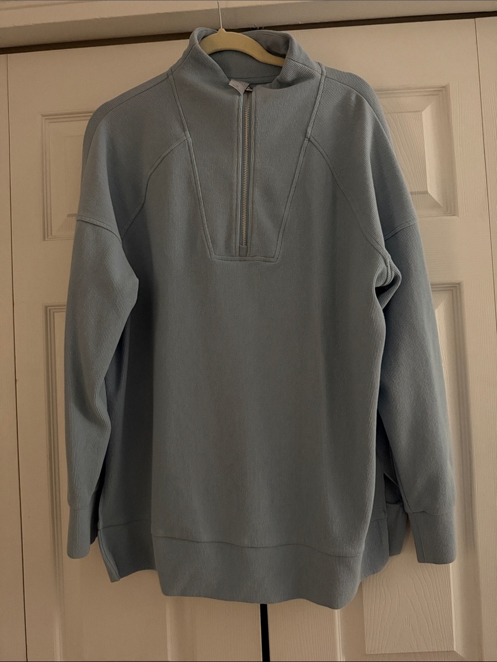 Women’s Half-Zip Pullover Sweater in Light Blue